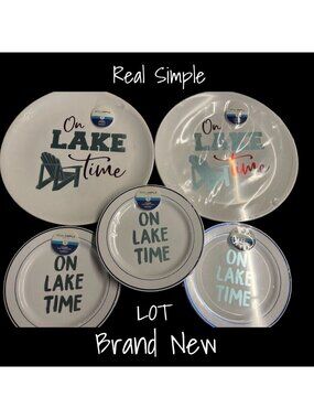 Lake Life Dinner Plates Set - New Plastic Indoor & Outdoor Dining Plates
